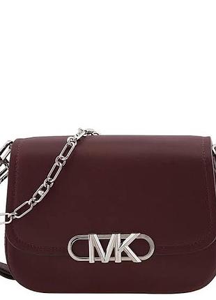 Оригінальна жіноча сумка michael kors parker medium saddle messenger bag у глибокому бордовому відтінку merlot.
