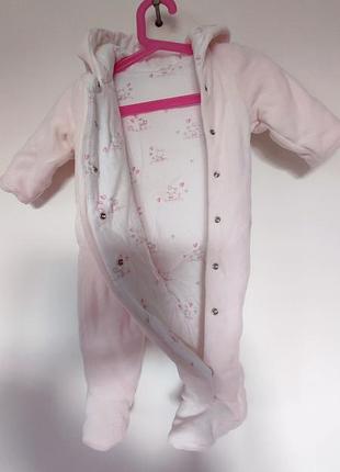 Костюм детский плюшевый розовый mothercare комбинезон теплый зимний осенний зимний плюшевый baby комбез человечек девочки