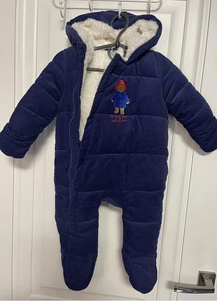 Зимовий комбінезон для хлопчика paddington bear синій ,велюровий