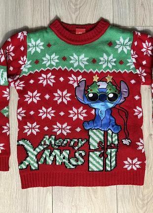 Дитячий новорічний светр disney stitch 9-10 років