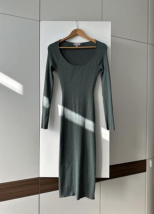 Смарагдова трикотажна міді сукня h&m розмір xs s