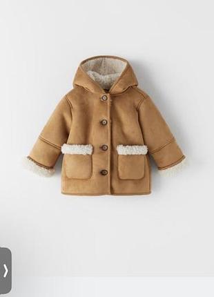 Дитяча дублянка zara коричнева 104 см