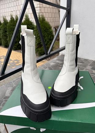 Високі черевики puma челсі білі на масивній підошві