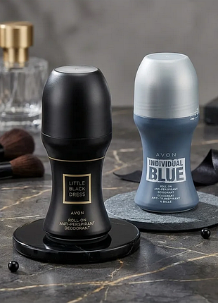 Набор дезодорантов для тела avon женскийlittle black dress и мужской individual blue, эйвон дезодорант