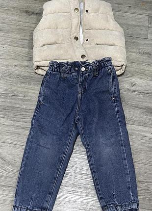 Джинси zara mom утеплені та жилетка для дитини 92-98 см