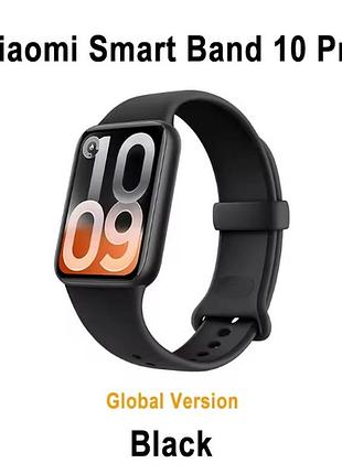 Фітнес-браслет xiaomi smart band 10 pro global black (глобальна версія) — 1.74" amoled, gps, 21 день автономності, 5atm