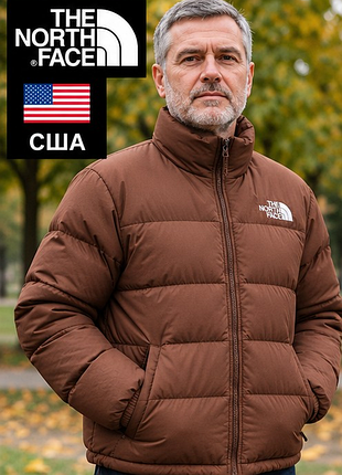 Чоловіча зимова куртка пуховик the north face, молочний шоколад, тепла, розмір xxl (54)