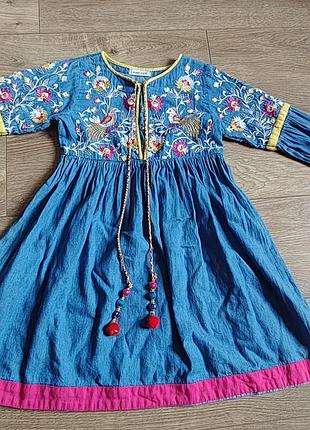 Детское вышитое платье (платье) хлопковое minnie minors (р.4/5, 98-110 см)
