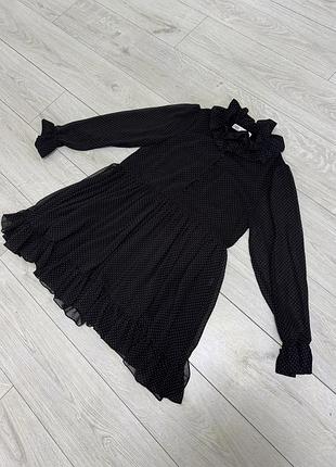 Коротка сукня zara чорна в білий горошок розмір m