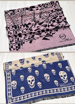Двосторонній  шарф / палантин reversible skull-jacquard wool scarf