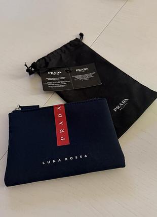 Клатч prada luna rossa темно-синій нейлоновий на блискавці