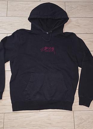 Чорне худі stussy designs з рожевою вишивкою / кофта stussy (s)