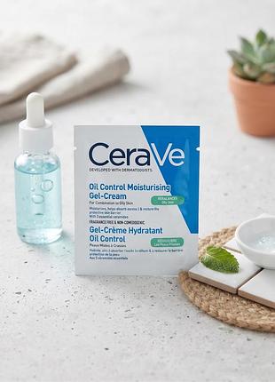 Cerave oil control moisturising gel-cream - увлажняющий гель-крем для комбинированной и жирной кожи (саше), 1,5 мл