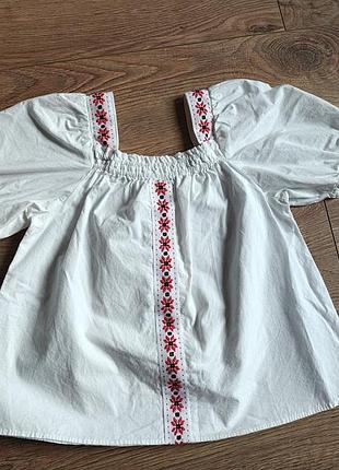 Дитяча бавовняна блуза-вишиванка (сорочка, блузка) zara (р. 110)