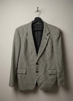 Винтажный мужской шерстяной пиджак jaeger london (houndstooth / гусиная лапка)