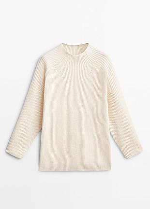 Massimo dutti m шерсть кашемир молочный вязаный свитер
