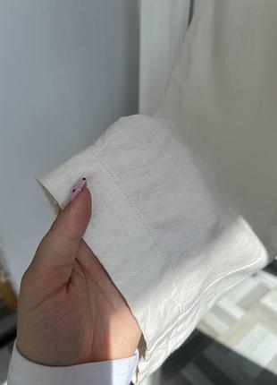 Базові бежеві вкорочені брюки льон 4