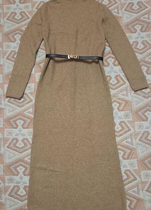 Сукня mango бежева perkins-neck knitted dress