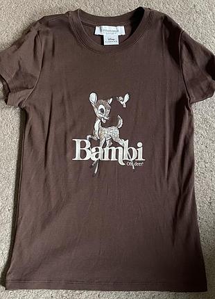 Коричнева футболка stradivarius bambi олень