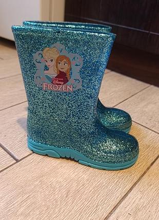 Гумові чоботи дитячі disney frozen бірюзові з блискітками