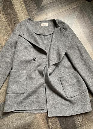 Пальто жіноче marks & spencer per una premium сіре вовняне