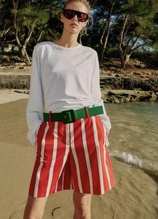 Шорти жіночі zara striped mom fit у смужку