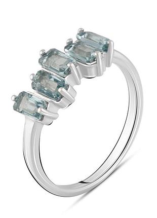 Серебряное кольцо komilfo с топазом лондон блю 1.267ct, вес изделия 2,6 гр (2103448) 18 размер 2.37, 17"