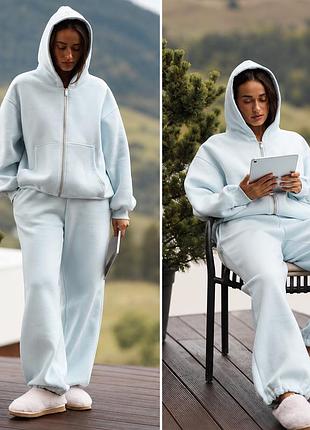 Спортивный костюм худи на молнии и штаны палаццо, р. s - xl