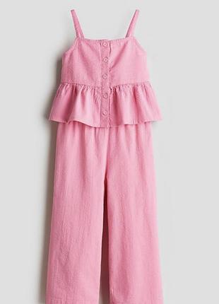 Розовый коттоновый костюм от h&amp;m size 134 (8-9 лет)