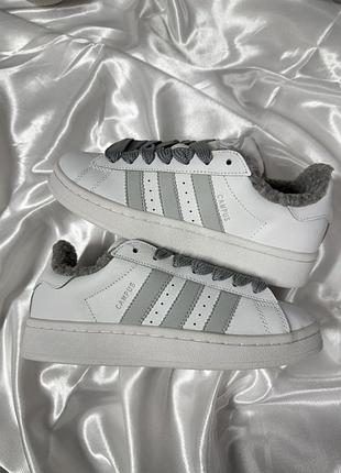 Adidas campus white grey winter fur❄️