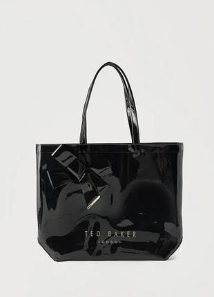 Жіноча сумка-шопер ted baker nicon knot large icon чорна лакова