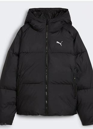 Зимова куртка puma чорна дута з капюшоном