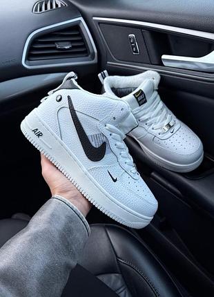 Nike air force 1 utility high white black fur ❄️