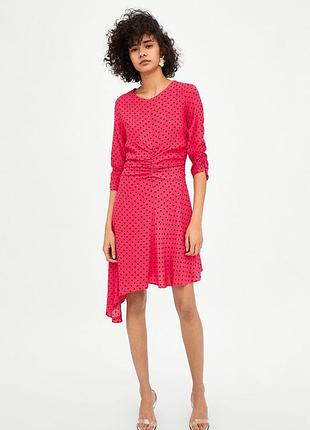 Асиметрична сукня в горошок zara