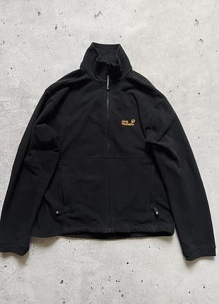 Чоловіча чорна софтшел  флісова кофта jack wolfskin