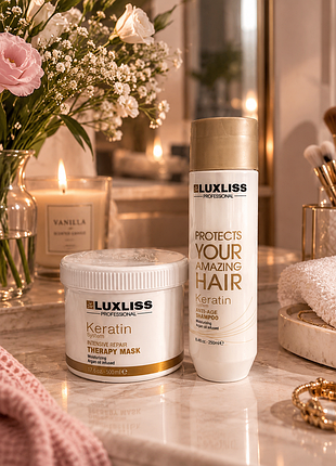Набор для волос luxliss keratin (шампунь 250 мл + маска 400 мл)
