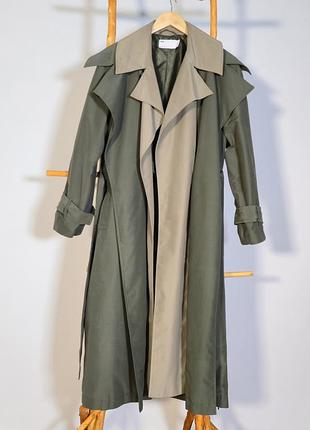 Тренч жіночий asos design оливковий довгий з поясом
