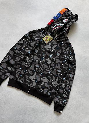 Зіп худі  a bathing ape bape shark starry night кофта бейп утеплена