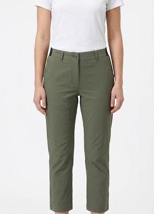 Легкие женские укороченные брюки hot sportswear ottawa l_3/4 pants 44-46 оливковые хаки карманы германия на резинке туристические треккинговые походны