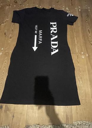 Плаття prada чорне з принтом marfa