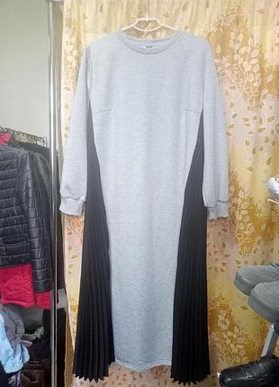 Платье shein curve 2xl трикотажное с плиссированными вставками большого размера