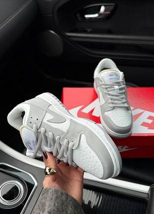 Nike dunk low white grey (хутро)