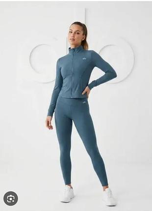 Спортивний костюм жіночий alo yoga двійка з легінсами та кофтою на змійці сірий