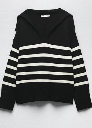 Светр з коміром поло в смужку zara