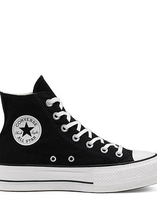 Кеди converse chuck taylor all star lift hi чорні текстильні на платформі