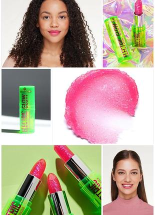 🍓 рожева малинова помада есенс essence electric glow colour changing lipstick зволожувальна зі зміною кольору