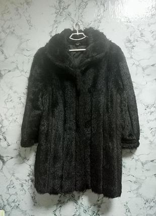 Шуба искусственная c&amp;a черная 48-50 (l/xl) / эко-мех / пальто