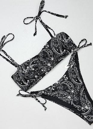 Роздільний купальник hunkemöller бандо з принтом bandana чорний