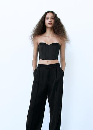 Сатиновий корсетний топ на кісточках zara