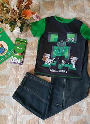 Футболка для мальчика 8-9 лет, принт майнкрафт